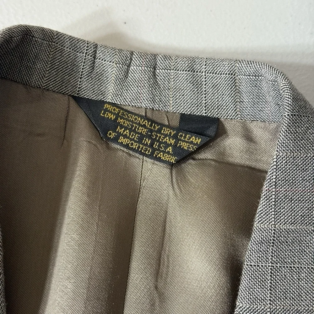 Vintage Adams Row Anderson Little Gray Plaid Windowpane 2Pc Mens Suit 40R 31x28